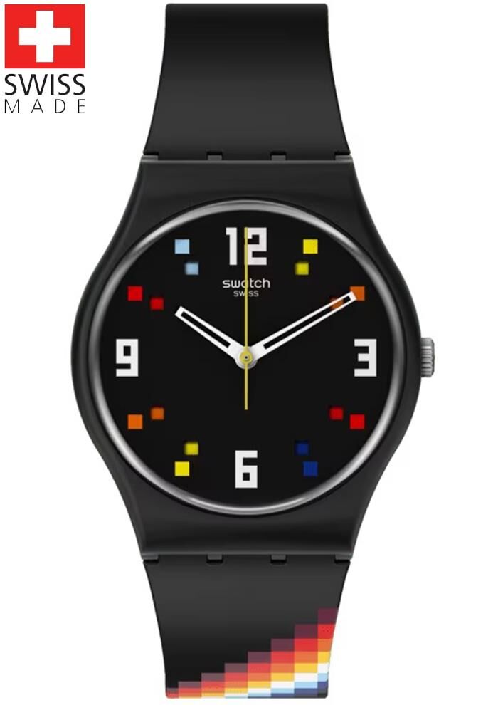Swatch SO28B705 BLACK CAROUSEL SQUARES Kol Saati
