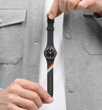 Swatch SO28B705 BLACK CAROUSEL SQUARES Kol Saati